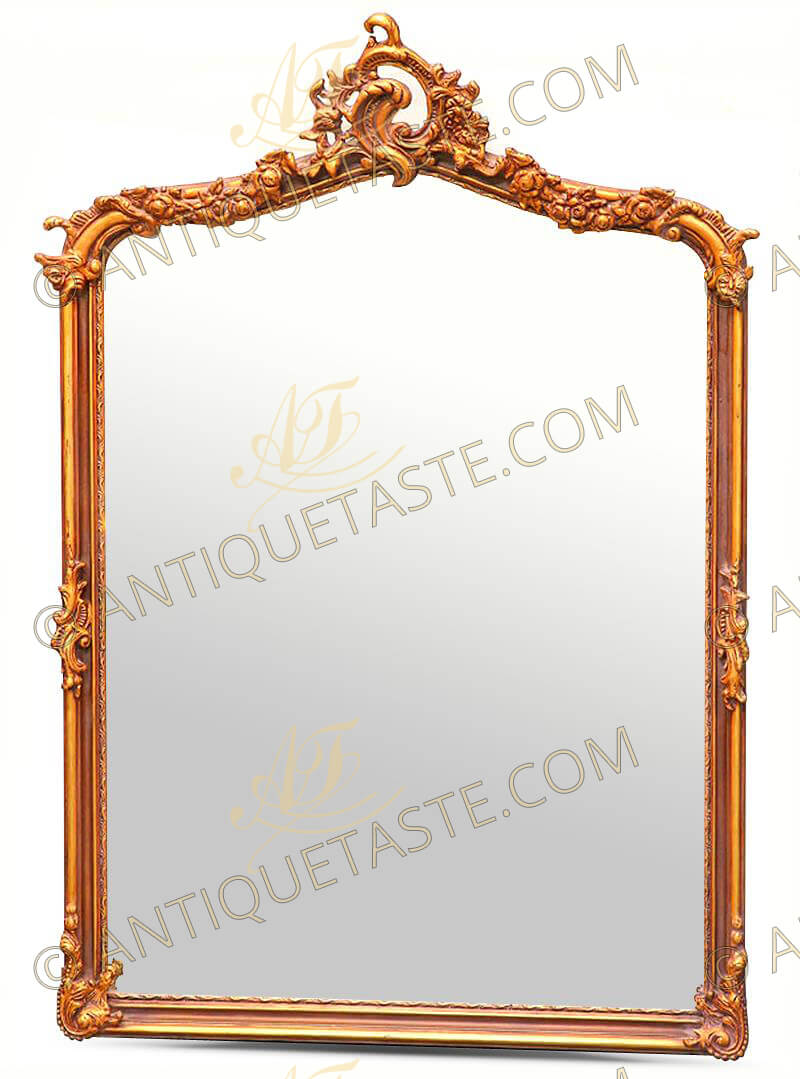 French Louis XV Belle Époque Rococo style gilt-wood overmantle mirror